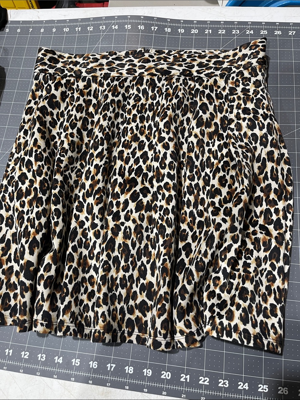 Leopard Print Circle Skirt - Black, Brown & Cream